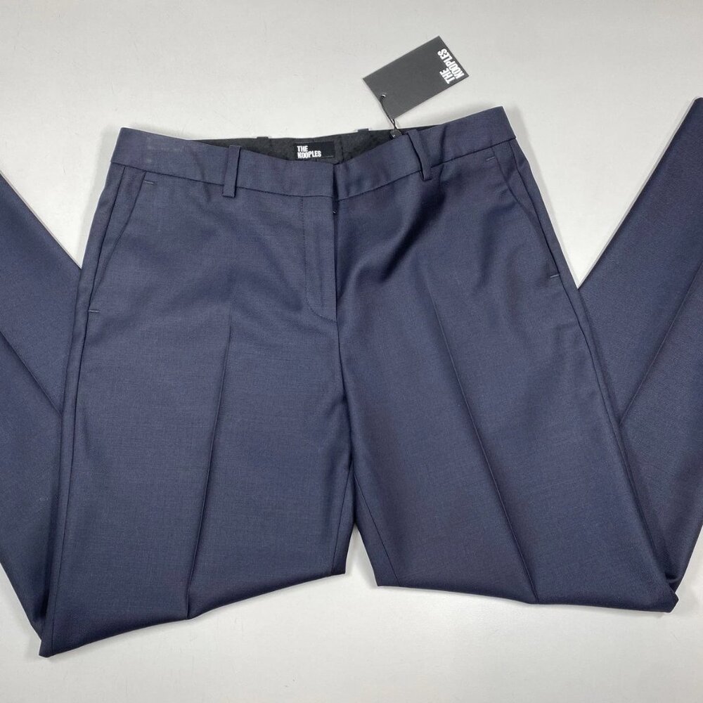 The Kooples Women’s Straight-Fit Wool Suit Pants – Navy Blue – Size 6
